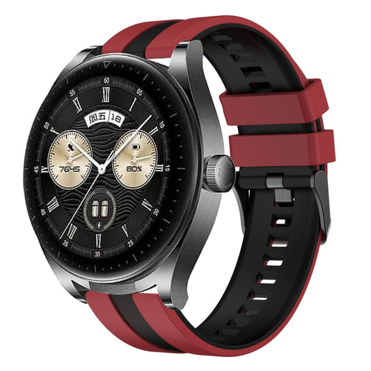 For Huawei Watch Buds 22mm Two Color Sports Silicone Watch Band(Red+Black) by bashfashion