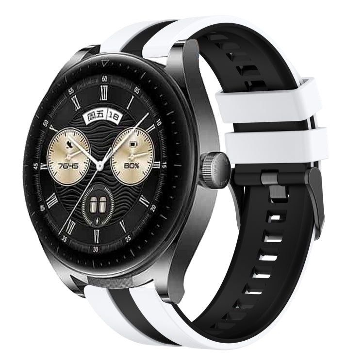 For Huawei Watch Buds 22mm Two Color Sports Silicone Watch Band(White+Black) by bashfashion