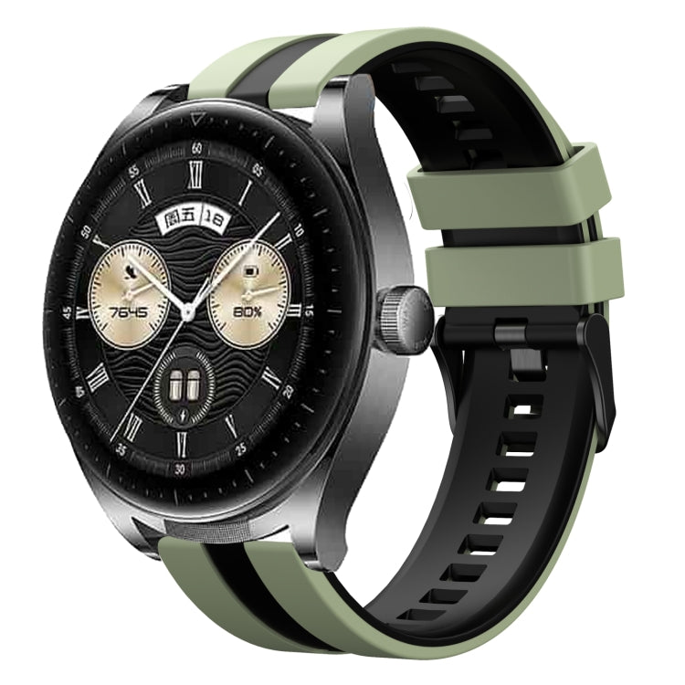 For Huawei Watch Buds 22mm Two Color Sports Silicone Watch Band(Light Green+Black) by bashfashion