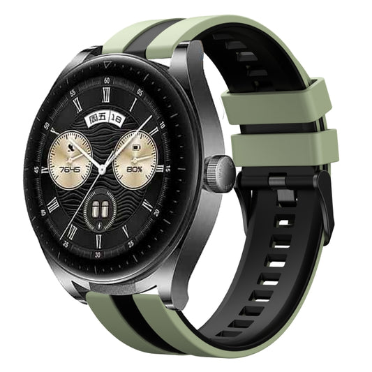 For Huawei Watch Buds 22mm Two Color Sports Silicone Watch Band(Light Green+Black) by bashfashion