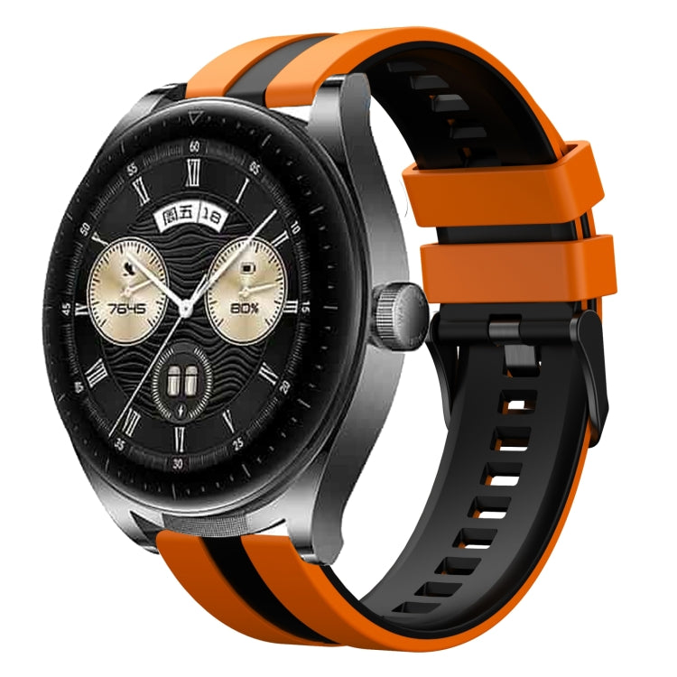 For Huawei Watch Buds 22mm Two Color Sports Silicone Watch Band(Orange+Black) by bashfashion