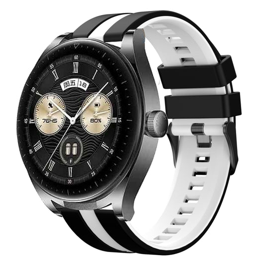 For Huawei Watch Buds 22mm Two Color Sports Silicone Watch Band(Black+White) by bashfashion
