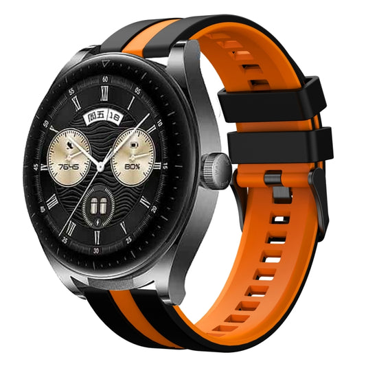 For Huawei Watch Buds 22mm Two Color Sports Silicone Watch Band(Black+Orange) by bashfashion