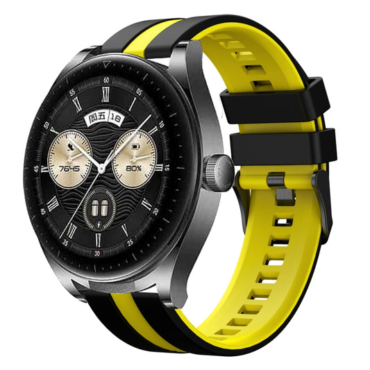 For Huawei Watch Buds 22mm Two Color Sports Silicone Watch Band(Black+Yellow) by bashfashion
