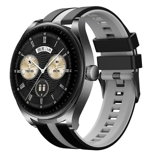 For Huawei Watch Buds 22mm Two Color Sports Silicone Watch Band(Black+Grey) by bashfashion