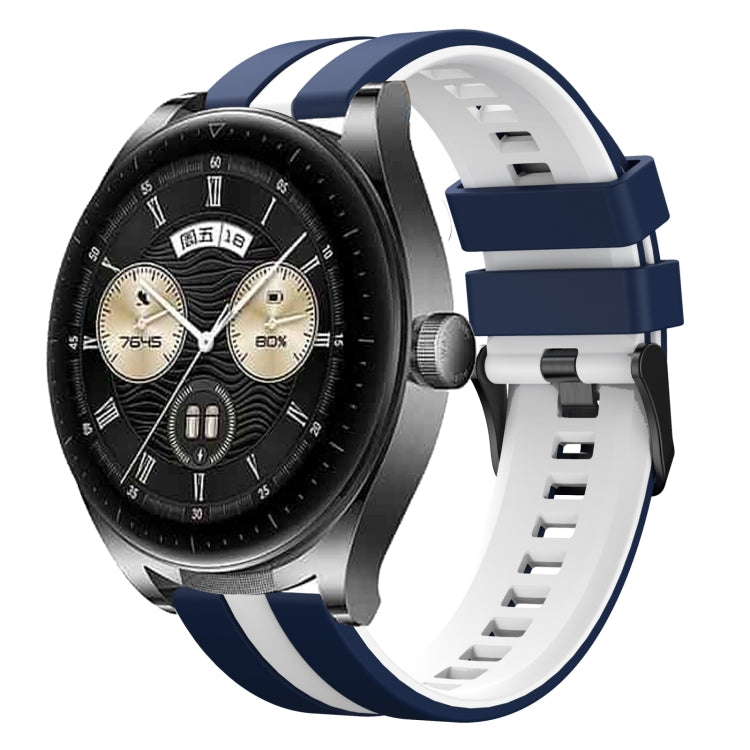 For Huawei Watch Buds 22mm Two Color Sports Silicone Watch Band(Blue+White) by bashfashion