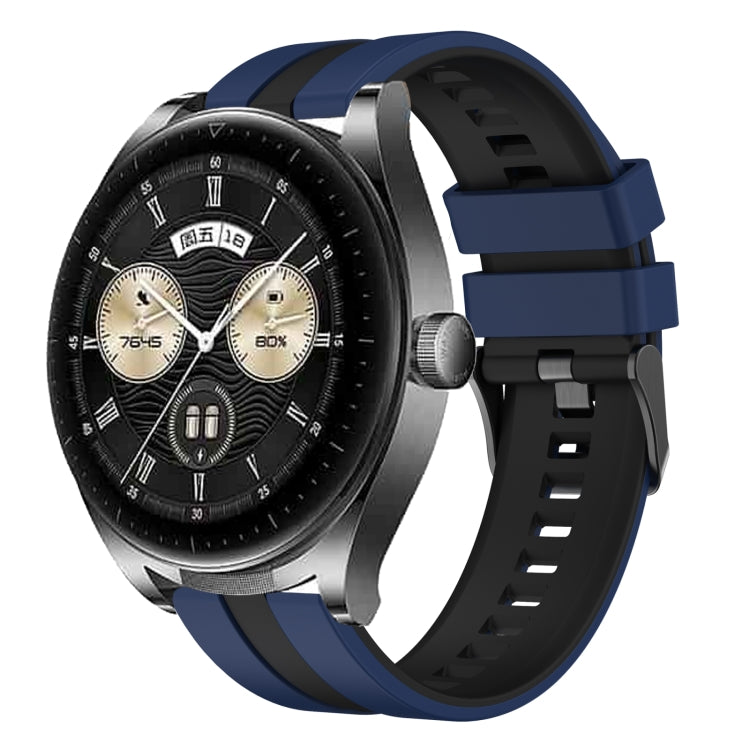 For Huawei Watch Buds 22mm Two Color Sports Silicone Watch Band(Blue+Black) by bashfashion