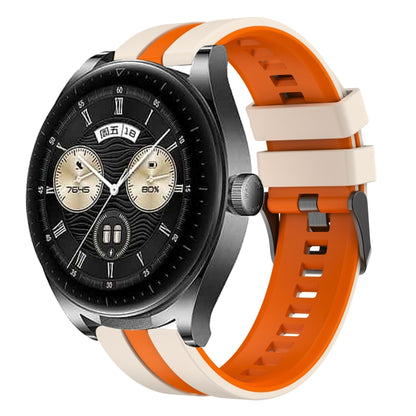 For Huawei Watch Buds 22mm Two Color Sports Silicone Watch Band(Starlight+Orange) by bashfashion