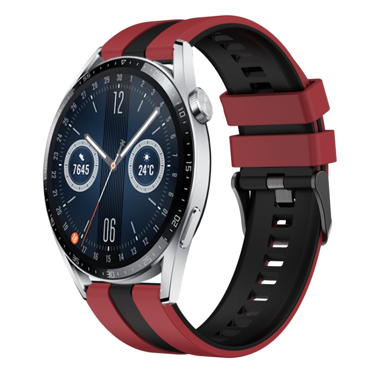 For Huawei Watch GT3 46mm 22mm Two Color Sports Silicone Watch Band(Red+Black) by bashfashion