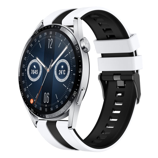 For Huawei Watch GT3 46mm 22mm Two Color Sports Silicone Watch Band(White+Black) by bashfashion