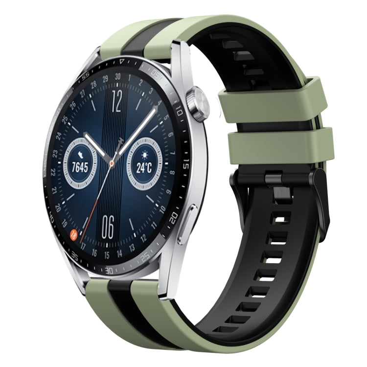 For Huawei Watch GT3 46mm 22mm Two Color Sports Silicone Watch Band(Light Green+Black) by bashfashion