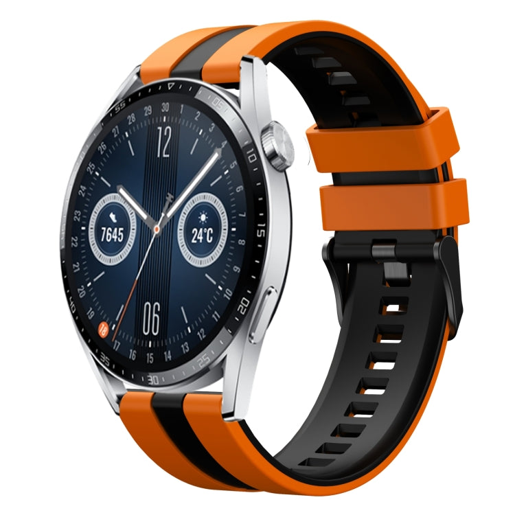 For Huawei Watch GT3 46mm 22mm Two Color Sports Silicone Watch Band(Orange+Black) by bashfashion
