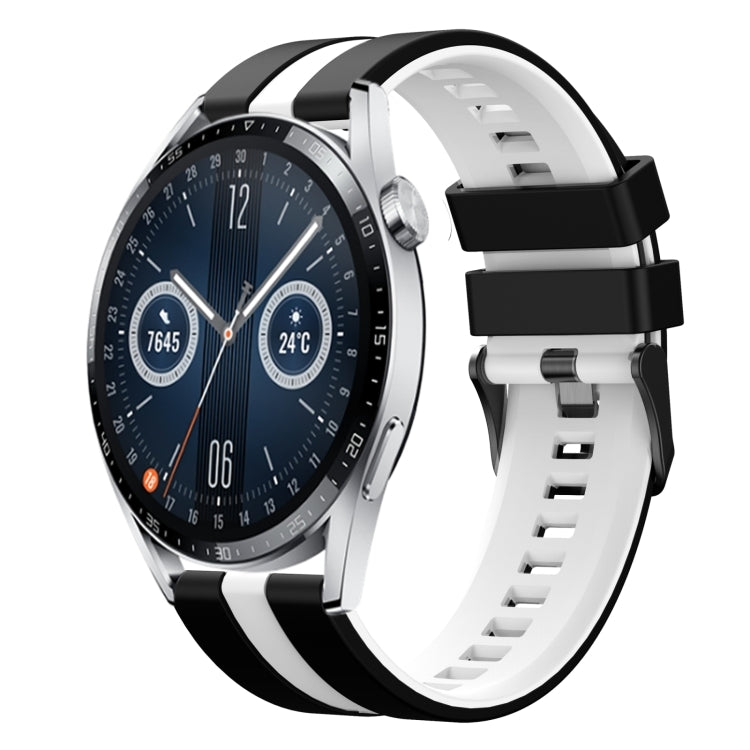 For Huawei Watch GT3 46mm 22mm Two Color Sports Silicone Watch Band(Black+White) by bashfashion