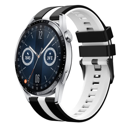 For Huawei Watch GT3 46mm 22mm Two Color Sports Silicone Watch Band(Black+White) by bashfashion