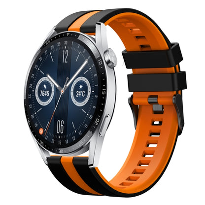 For Huawei Watch GT3 46mm 22mm Two Color Sports Silicone Watch Band(Black+Orange) by bashfashion