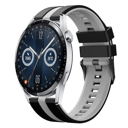 For Huawei Watch GT3 46mm 22mm Two Color Sports Silicone Watch Band(Black+Grey) by bashfashion