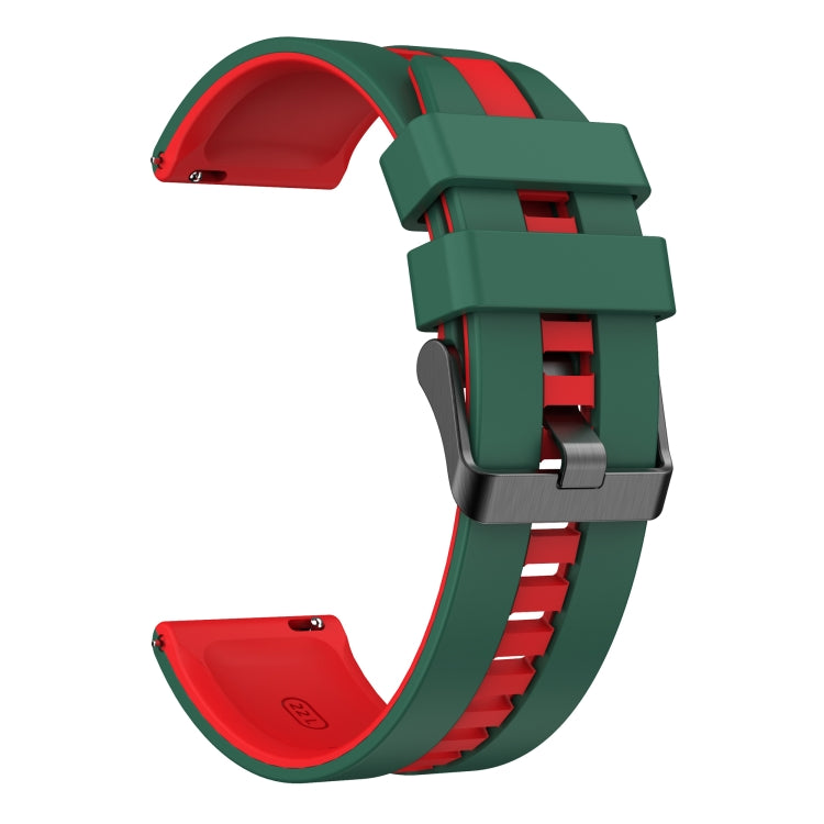 For Huawei Watch GT3 46mm 22mm Two Color Sports Silicone Watch Band(Green+Red) by bashfashion