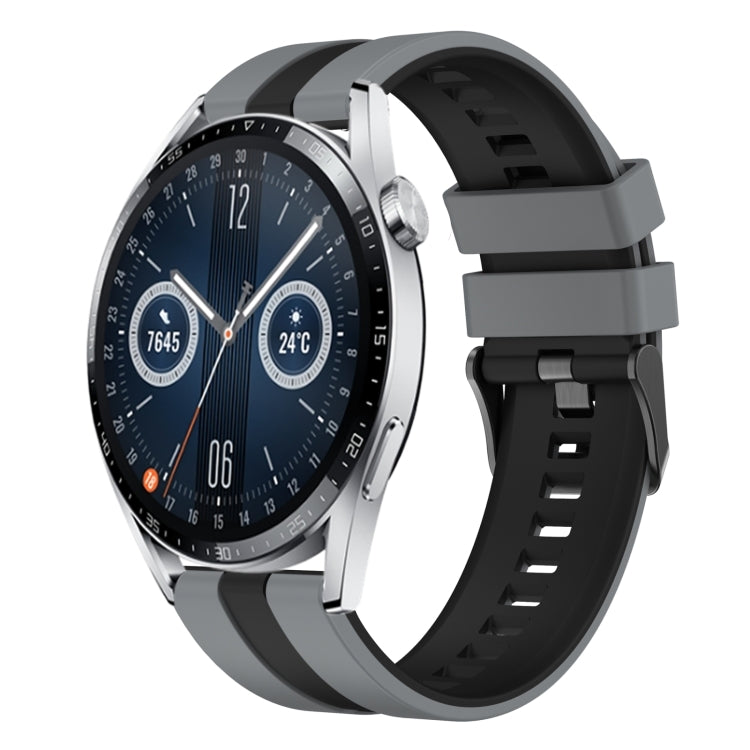 For Huawei Watch GT3 46mm 22mm Two Color Sports Silicone Watch Band(Grey+Black) by bashfashion
