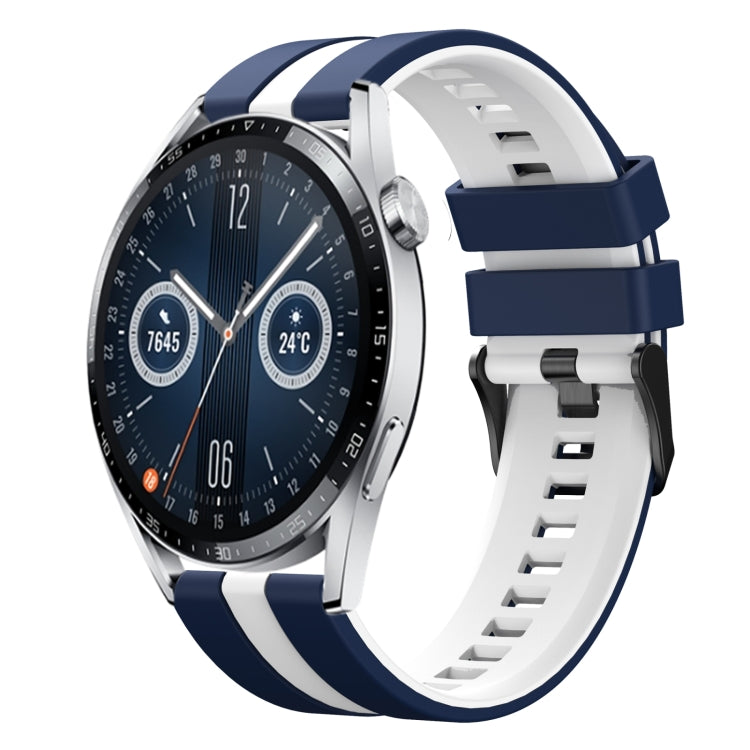 For Huawei Watch GT3 46mm 22mm Two Color Sports Silicone Watch Band(Blue+White) by bashfashion