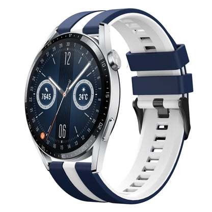 For Huawei Watch GT3 46mm 22mm Two Color Sports Silicone Watch Band(Blue+White) by bashfashion