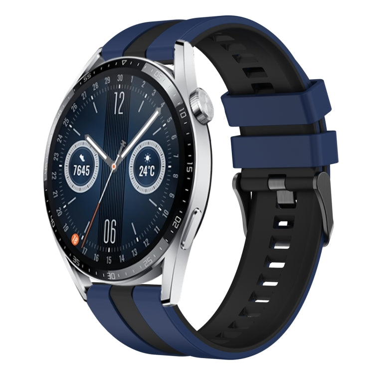 For Huawei Watch GT3 46mm 22mm Two Color Sports Silicone Watch Band(Blue+Black) by bashfashion