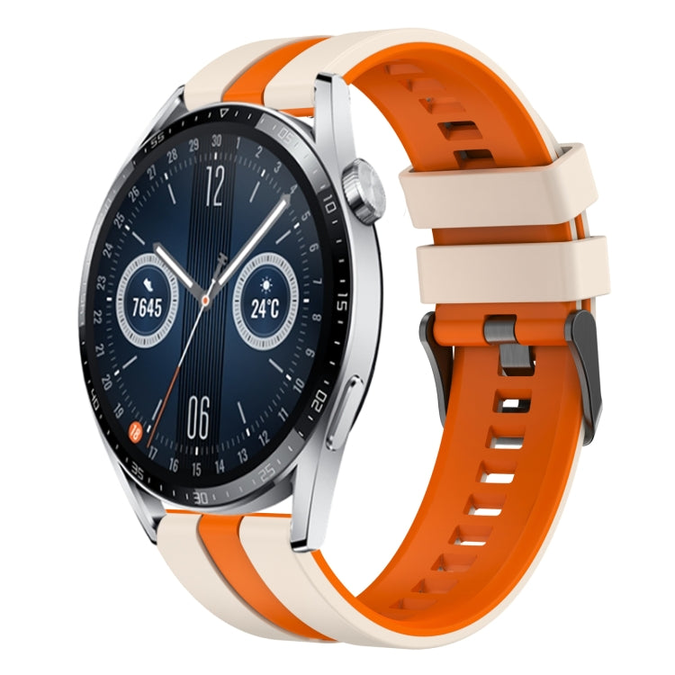 For Huawei Watch GT3 46mm 22mm Two Color Sports Silicone Watch Band(Starlight+Orange) by bashfashion