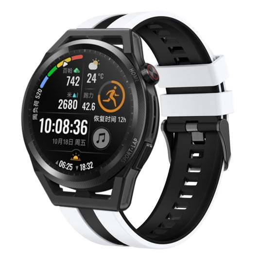 For Huawei Watch GT Runner 22mm Two Color Sports Silicone Watch Band(White+Black) by bashfashion