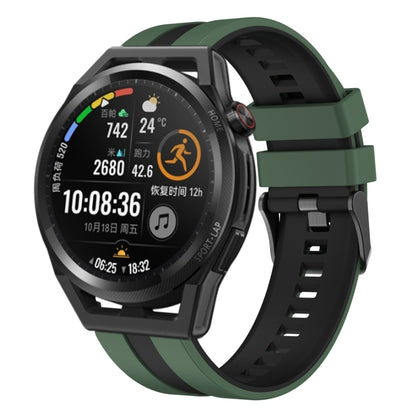 For Huawei Watch GT Runner 22mm Two Color Sports Silicone Watch Band(Olive Green+Black) by bashfashion