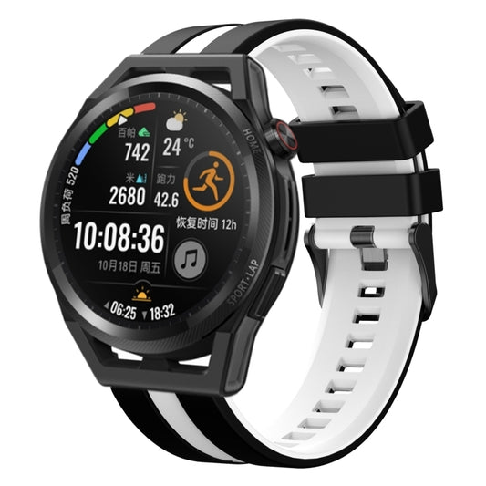 For Huawei Watch GT Runner 22mm Two Color Sports Silicone Watch Band(Black+White) by bashfashion