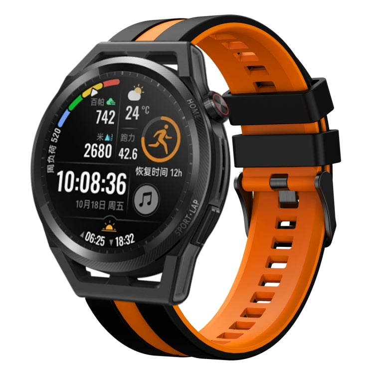 For Huawei Watch GT Runner 22mm Two Color Sports Silicone Watch Band(Black+Orange) by bashfashion