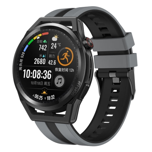For Huawei Watch GT Runner 22mm Two Color Sports Silicone Watch Band(Grey+Black) by bashfashion