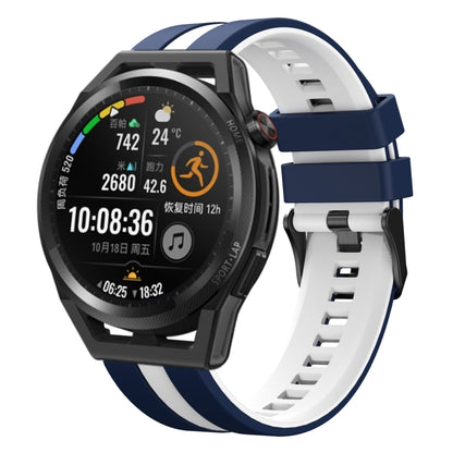 For Huawei Watch GT Runner 22mm Two Color Sports Silicone Watch Band(Blue+White) by bashfashion