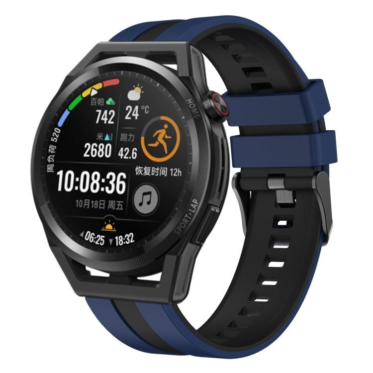 For Huawei Watch GT Runner 22mm Two Color Sports Silicone Watch Band(Blue+Black) by bashfashion