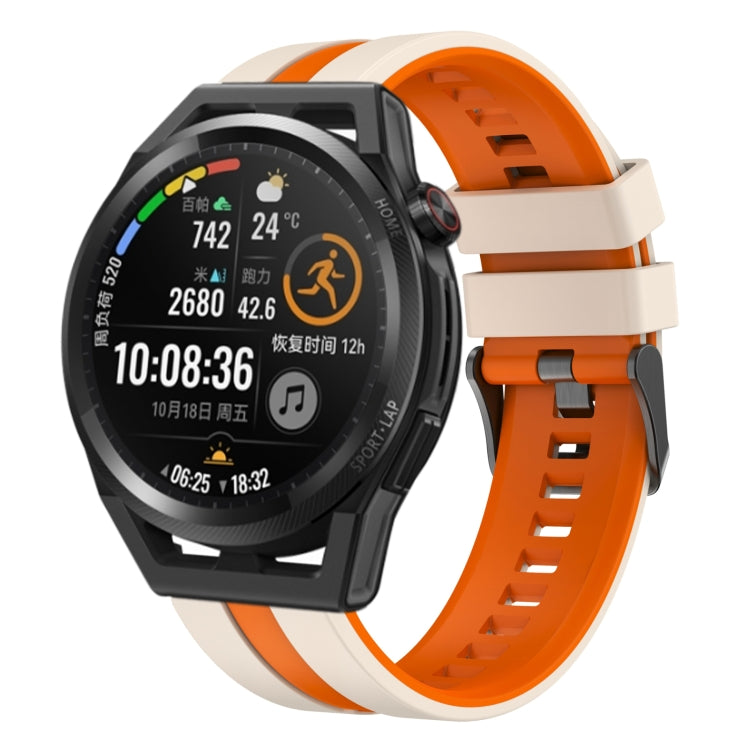 For Huawei Watch GT Runner 22mm Two Color Sports Silicone Watch Band(Starlight+Orange) by bashfashion