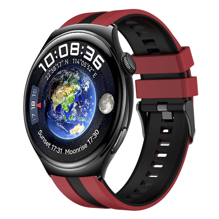 For Huawei Watch 4 22mm Two Color Sports Silicone Watch Band(Red+Black) by bashfashion