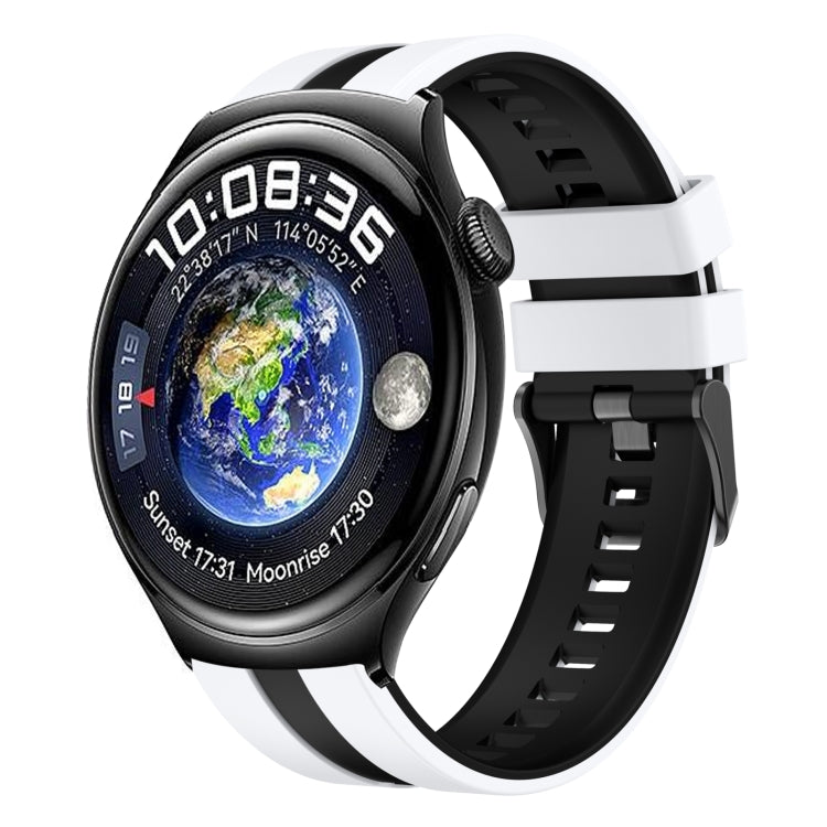 For Huawei Watch 4 22mm Two Color Sports Silicone Watch Band(White+Black) by bashfashion
