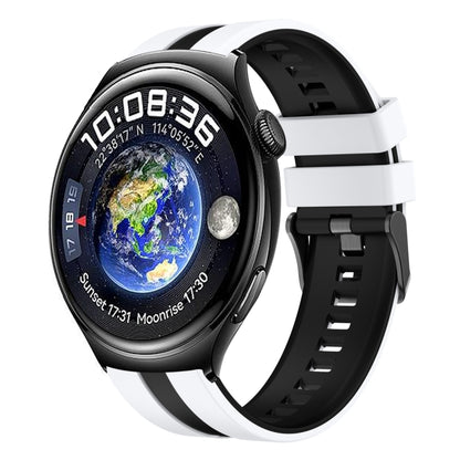 For Huawei Watch 4 22mm Two Color Sports Silicone Watch Band(White+Black) by bashfashion