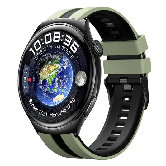 For Huawei Watch 4 22mm Two Color Sports Silicone Watch Band(Light Green+Black) by bashfashion