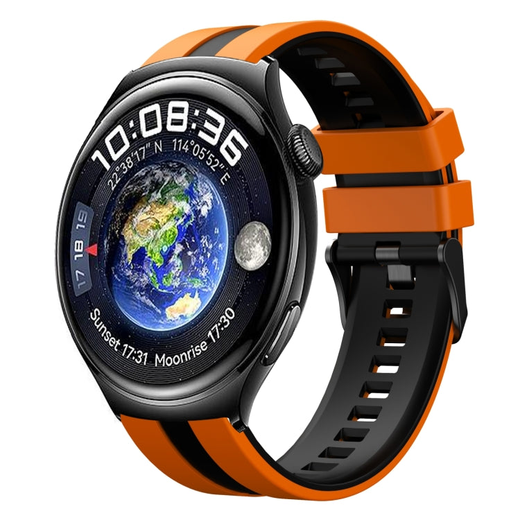 For Huawei Watch 4 22mm Two Color Sports Silicone Watch Band(Orange+Black) by bashfashion