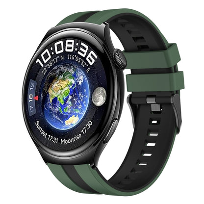 For Huawei Watch 4 22mm Two Color Sports Silicone Watch Band(Olive Green+Black) by bashfashion
