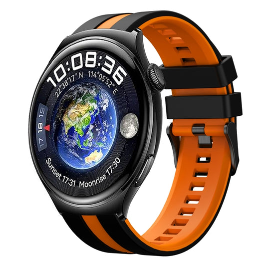For Huawei Watch 4 22mm Two Color Sports Silicone Watch Band(Black+Orange) by bashfashion