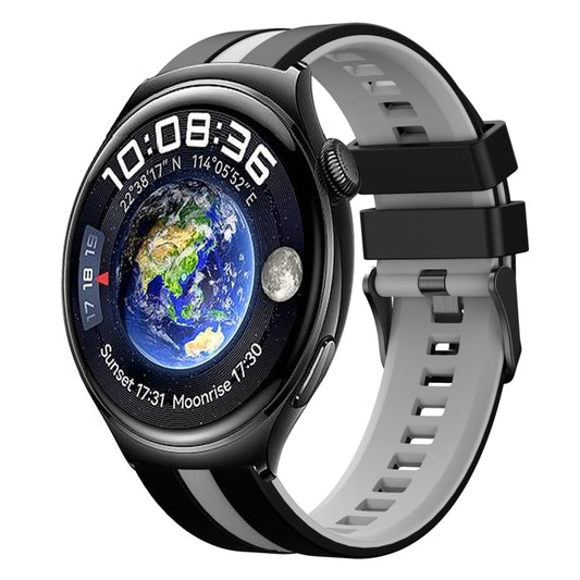 For Huawei Watch 4 22mm Two Color Sports Silicone Watch Band(Black+Grey) by bashfashion
