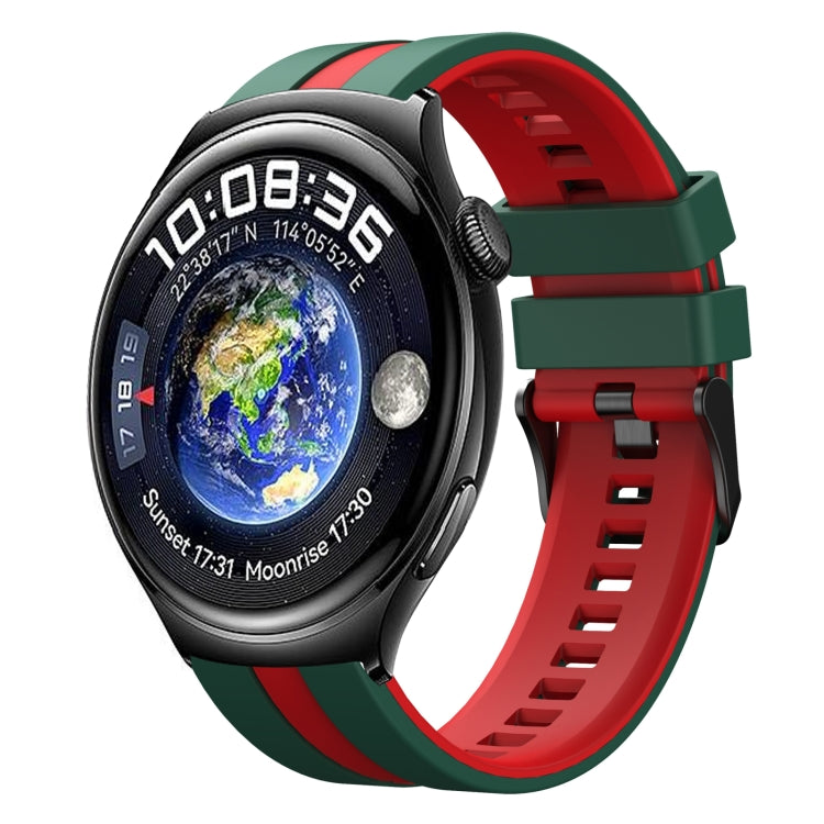 For Huawei Watch 4 22mm Two Color Sports Silicone Watch Band(Green+Red) by bashfashion