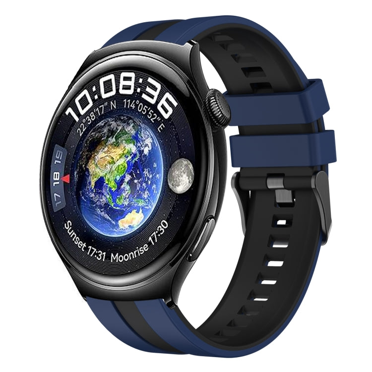 For Huawei Watch 4 22mm Two Color Sports Silicone Watch Band(Blue+Black) by bashfashion