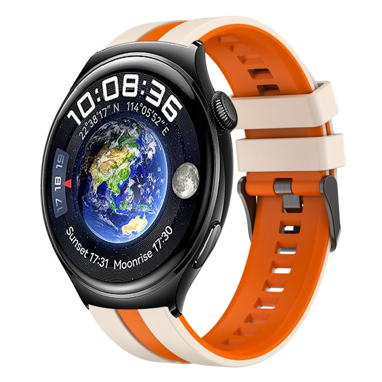For Huawei Watch 4 22mm Two Color Sports Silicone Watch Band(Starlight+Orange) by bashfashion