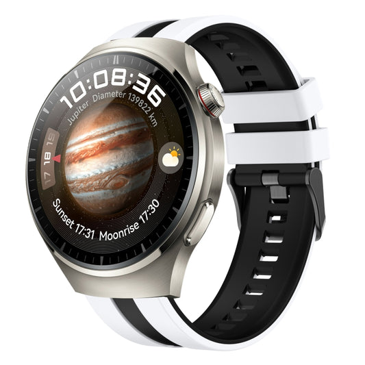 For Huawei Watch 4 Pro 22mm Two Color Sports Silicone Watch Band(White+Black) by bashfashion