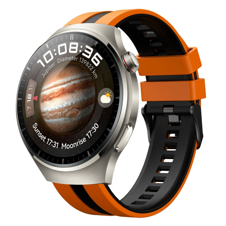 For Huawei Watch 4 Pro 22mm Two Color Sports Silicone Watch Band(Orange+Black) by bashfashion