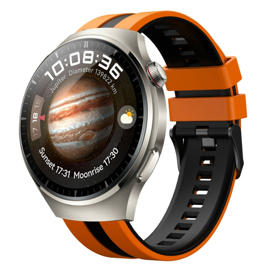 For Huawei Watch 4 Pro 22mm Two Color Sports Silicone Watch Band(Orange+Black) by bashfashion