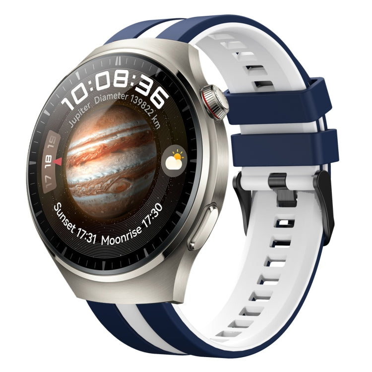 For Huawei Watch 4 Pro 22mm Two Color Sports Silicone Watch Band(Blue+White) by bashfashion