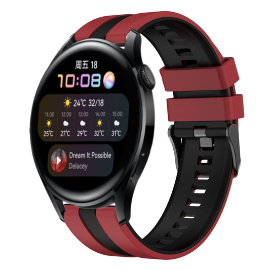 For Huawei Watch 3 22mm Two Color Sports Silicone Watch Band(Red+Black) by bashfashion